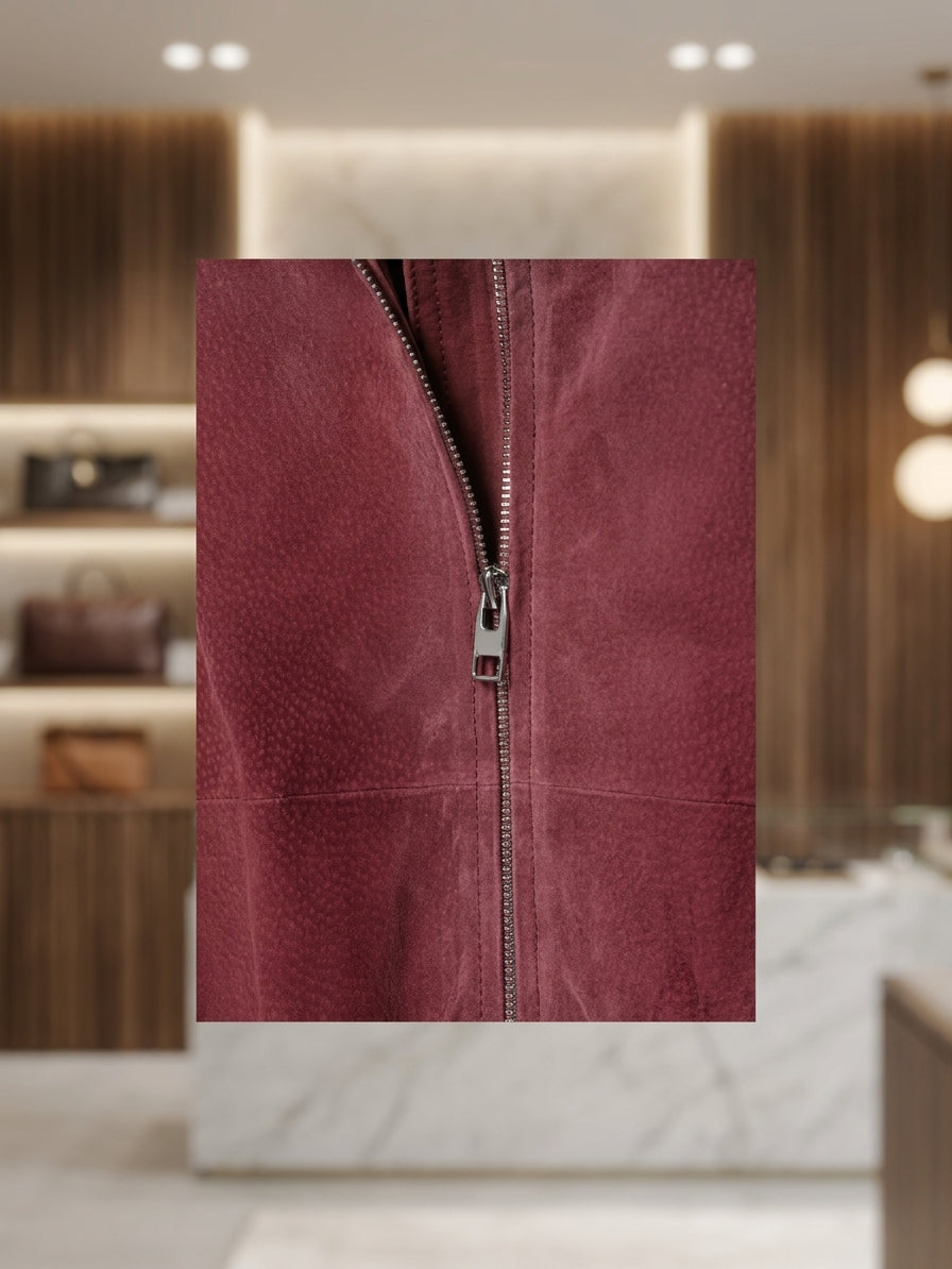 Blouson Bomber en Velours Effet Daim
