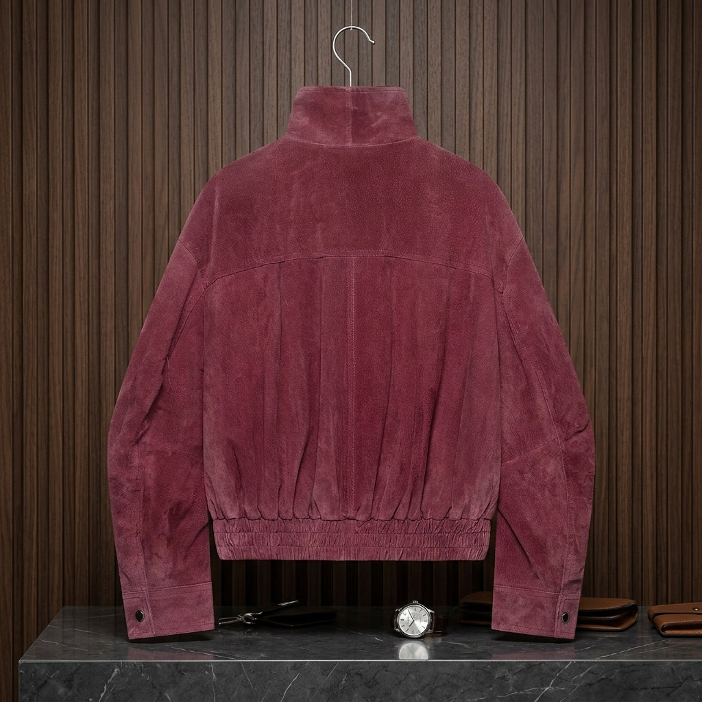 Blouson Bomber en Velours Effet Daim