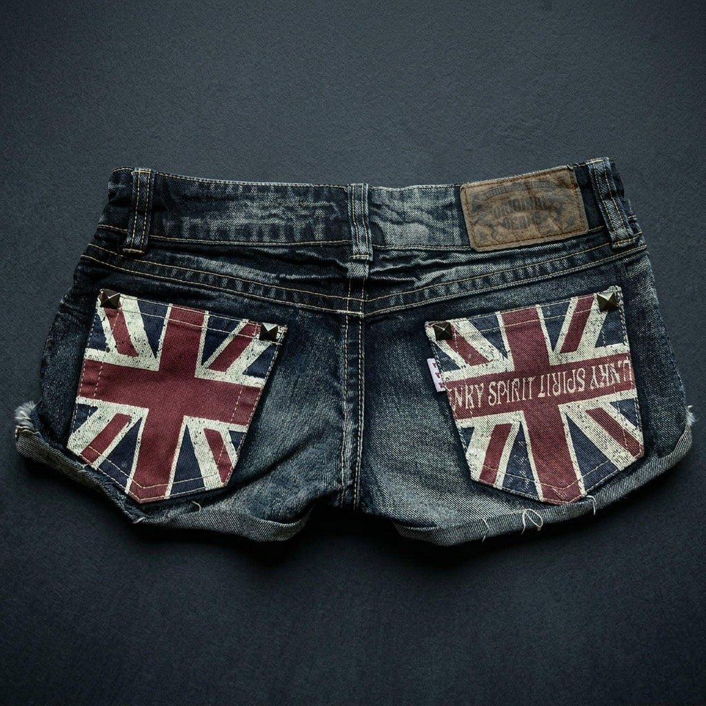 Short en Denim Y2K Underground Taille Basse Délavé