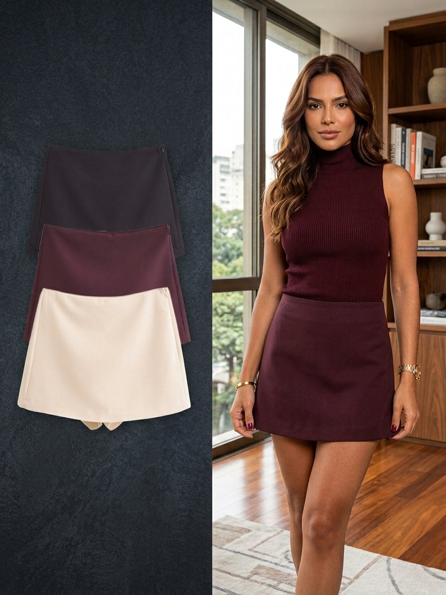 Falda Short Street con Doblez Asimétrico
