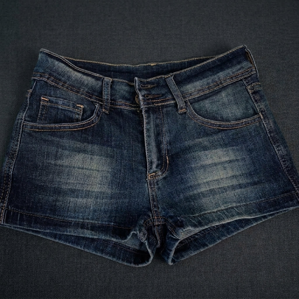 Low-Waist Skinny Stretch Denim Shorts
