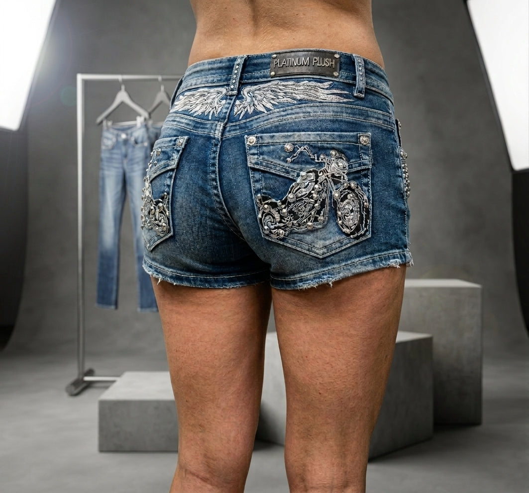 Y2K Rider Denim Shorts | Vintage Biker Edition