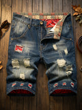 Distressed Patchwork Grunge Denim Shorts | Y2K Streetwear Hip-Hop Heavy Wash
