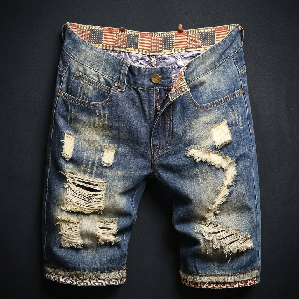 Pantaloncini di jeans personalizzati effetto usato