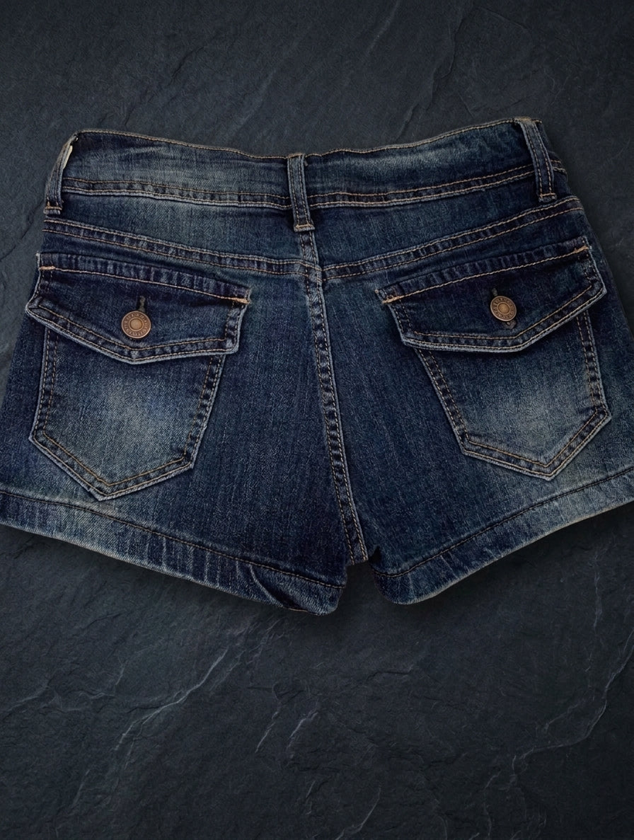 Low-Waist Skinny Stretch Denim Shorts