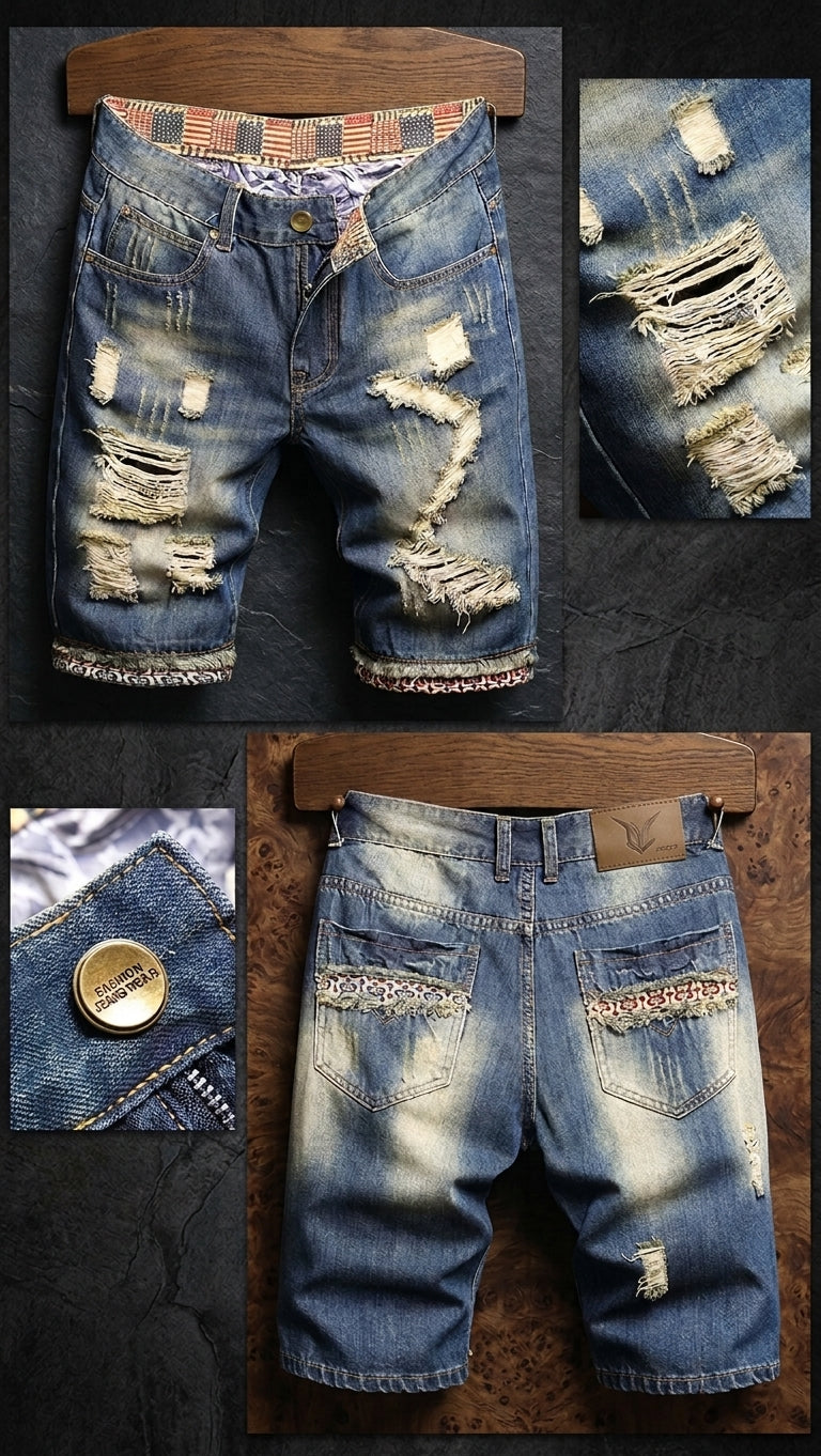 Pantaloncini di jeans personalizzati effetto usato