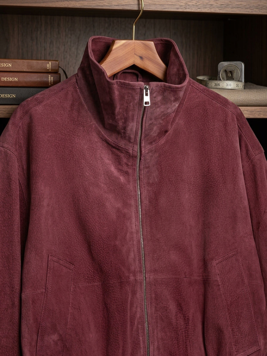 Blouson Bomber en Velours Effet Daim