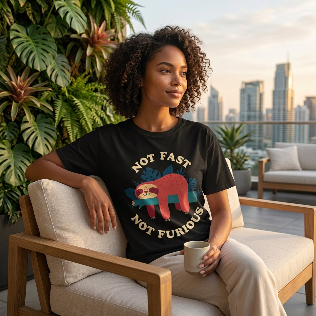 Not Fast Not Furious Sloth Graphic Tee