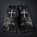 Y2K Heavy-Embroidered Baggy Denim Shorts