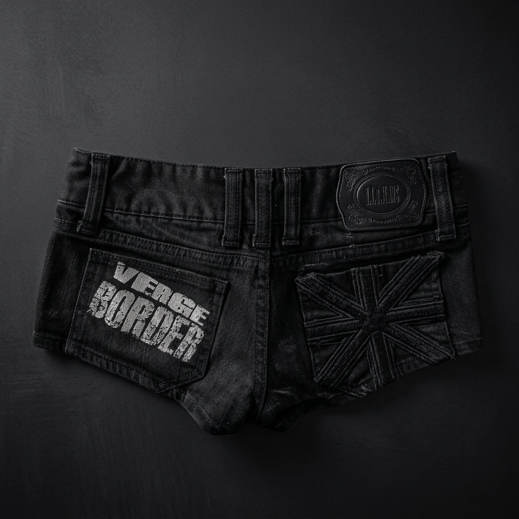 Short en Denim Y2K Underground Taille Basse Délavé