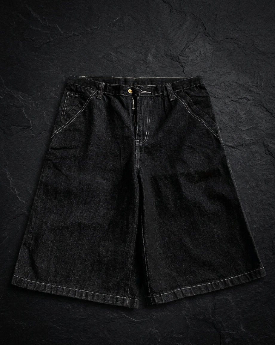 Y2K Heavy-Embroidered Baggy Denim Shorts
