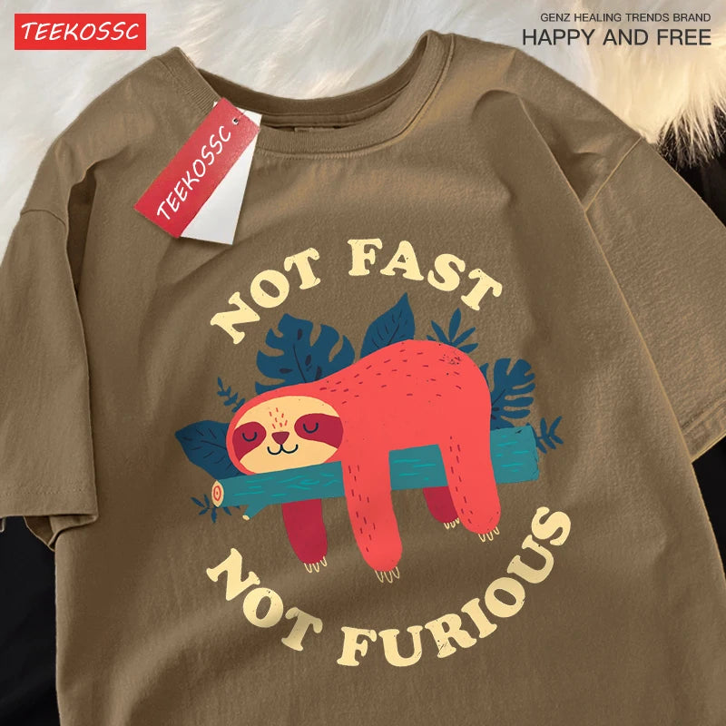 Not Fast Not Furious Sloth Graphic Tee