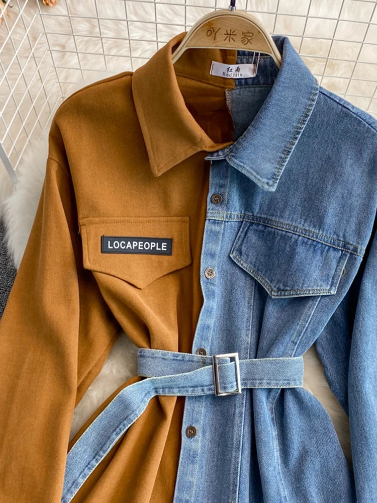 Hybrid Contrast Denim & Cotton Overshirt