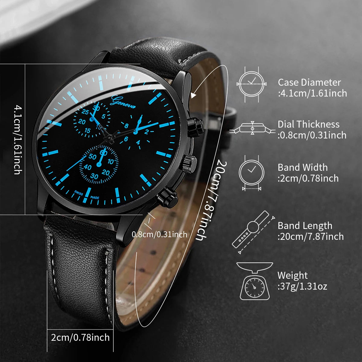 Men's Quartz Watch & Accessory Set