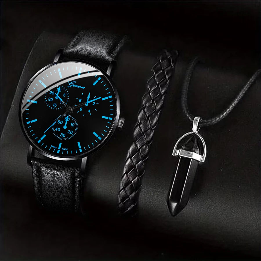 Men's Quartz Watch & Accessory Set