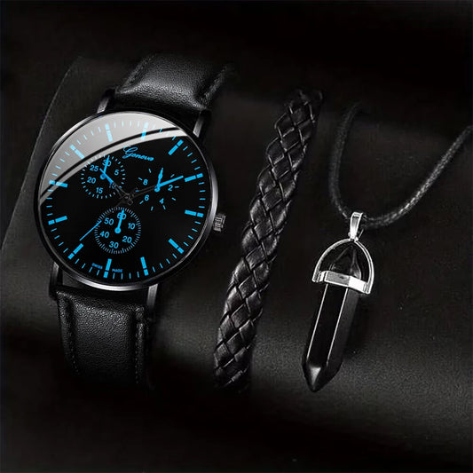 Men's Quartz Watch & Accessory Set