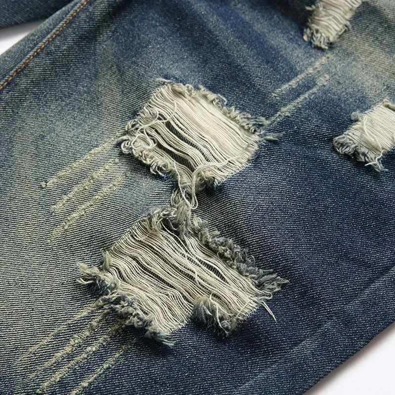 Distressed Patchwork Grunge Denim Shorts | Y2K Streetwear Hip-Hop Heavy Wash