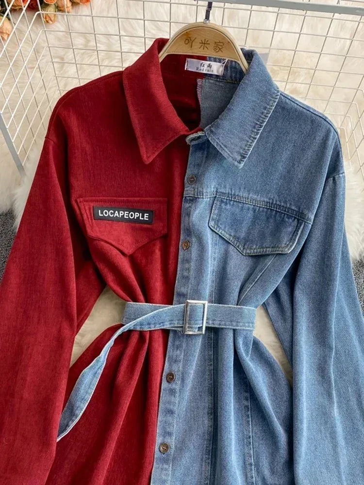 Hybrid Contrast Denim & Cotton Overshirt
