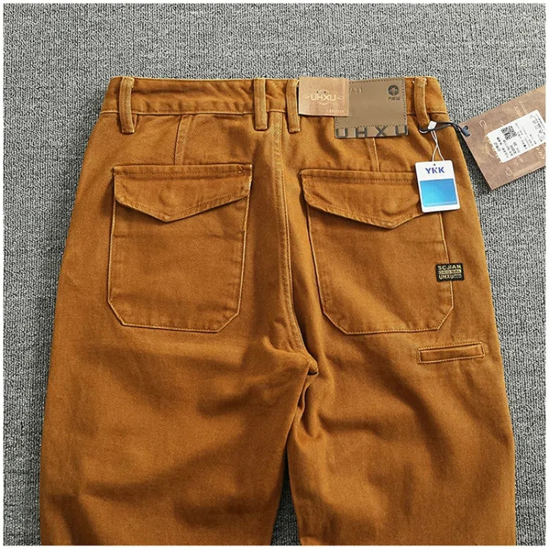 3D Sculpted Cotton Twill Jeans