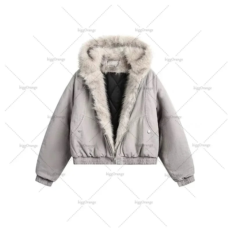 RETROCORE™ Giacca Trapuntata Collo in Ecopelliccia Retro