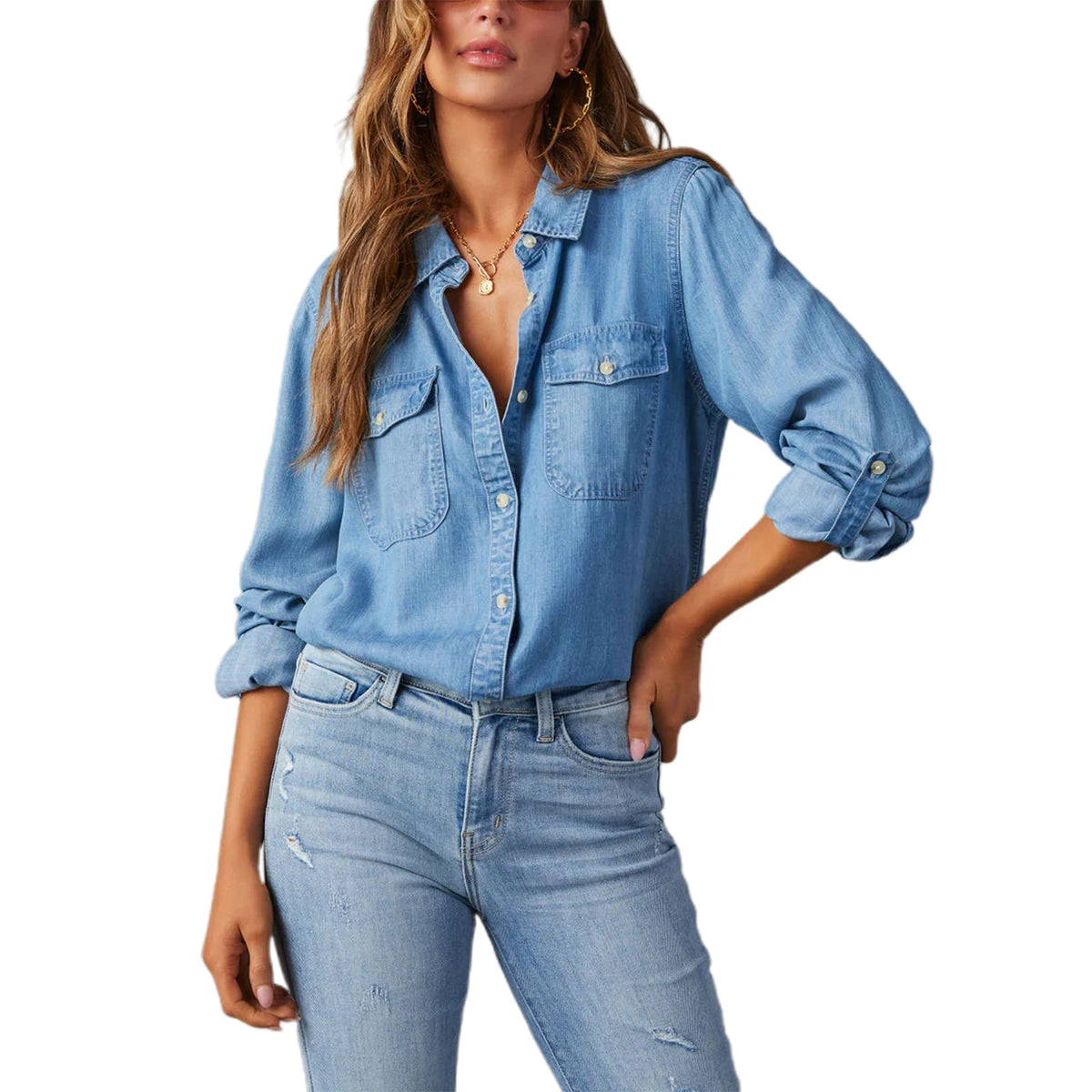 Slim-Fit Solid Chic Button-Down Shirt