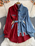 Hybrid Contrast Denim & Cotton Overshirt