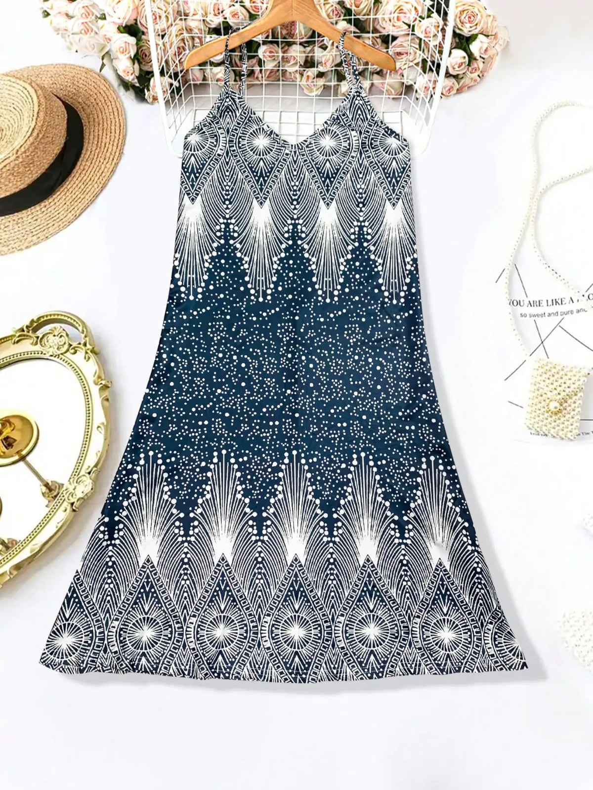 Geometric Beach Slip Dress