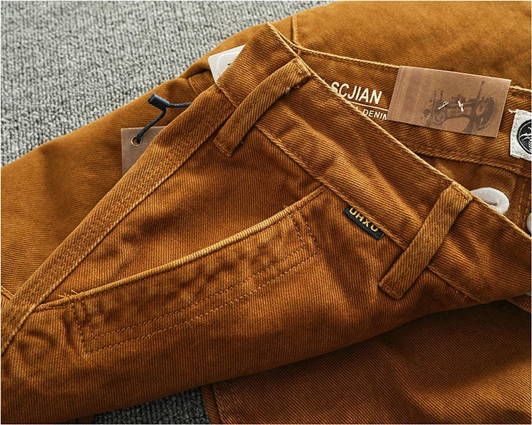 3D Sculpted Cotton Twill Jeans