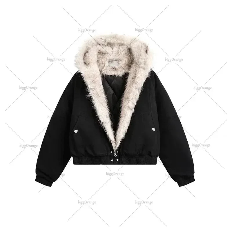 RETROCORE™ Giacca Trapuntata Collo in Ecopelliccia Retro