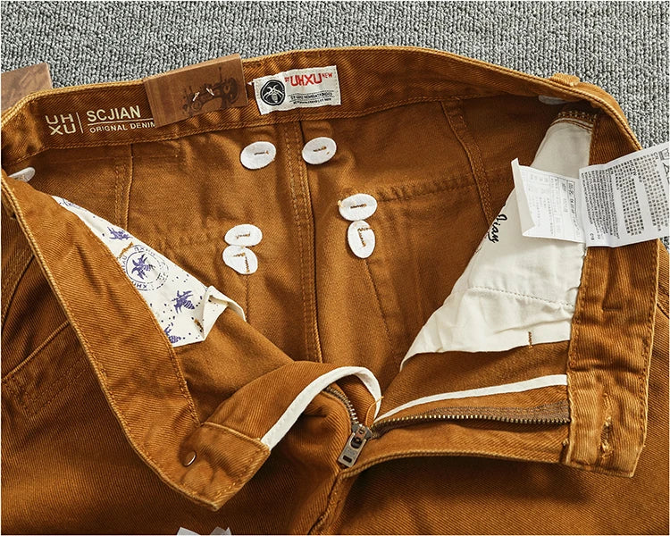 3D Sculpted Cotton Twill Jeans