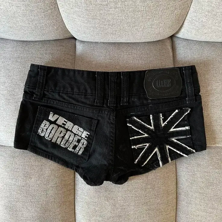 Short en Denim Y2K Underground Taille Basse Délavé