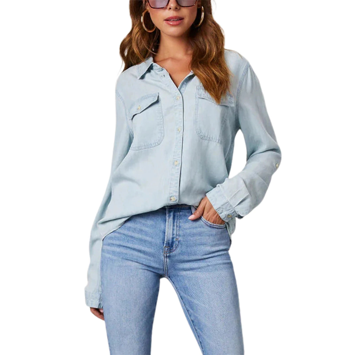 Slim-Fit Solid Chic Button-Down Shirt