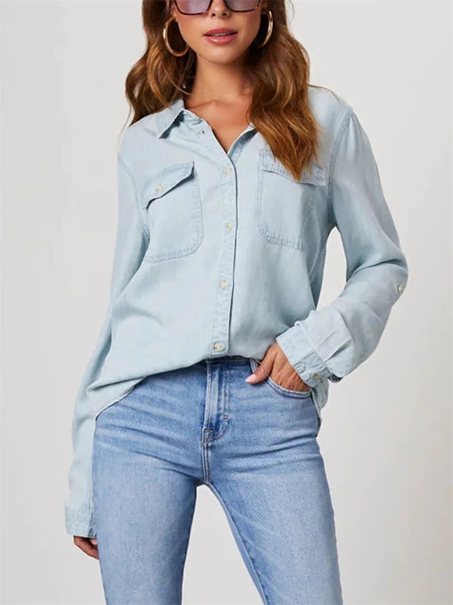 Camicia button-down slim-fit a tinta unita chic