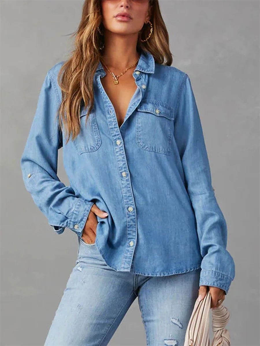 Slim-Fit Solid Chic Button-Down Shirt