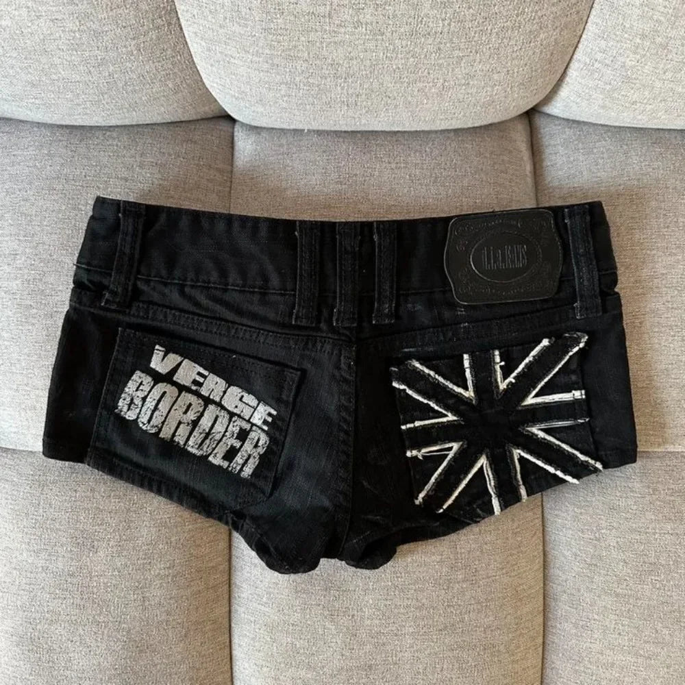 Short en Denim Y2K Underground Taille Basse Délavé