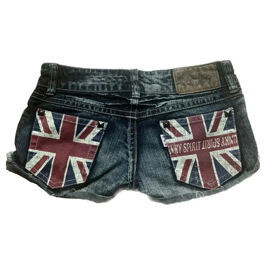 Short en Denim Y2K Underground Taille Basse Délavé