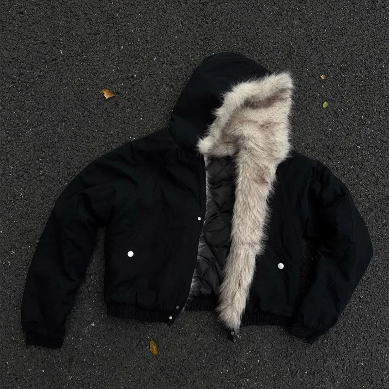 RETROCORE™ Giacca Trapuntata Collo in Ecopelliccia Retro
