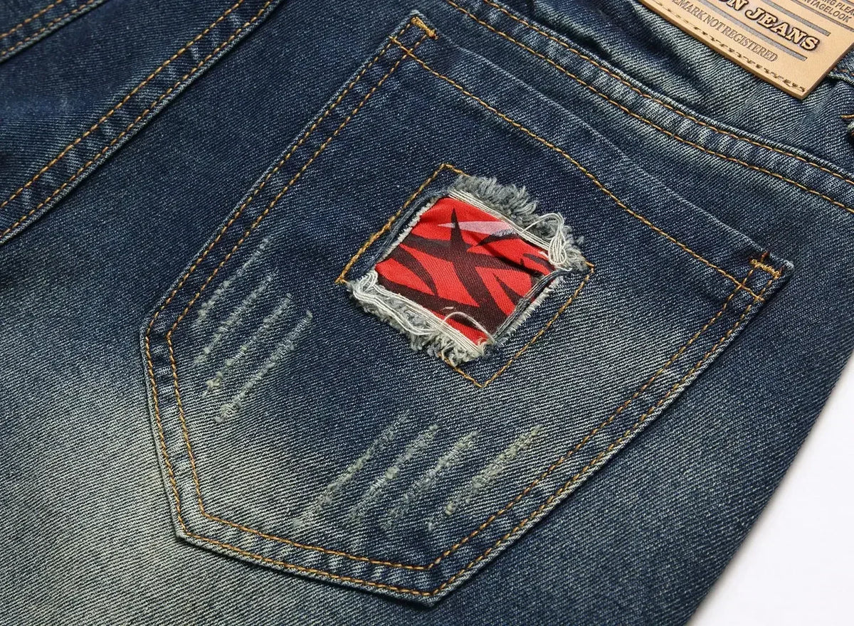 Distressed Patchwork Grunge Denim Shorts | Y2K Streetwear Hip-Hop Heavy Wash