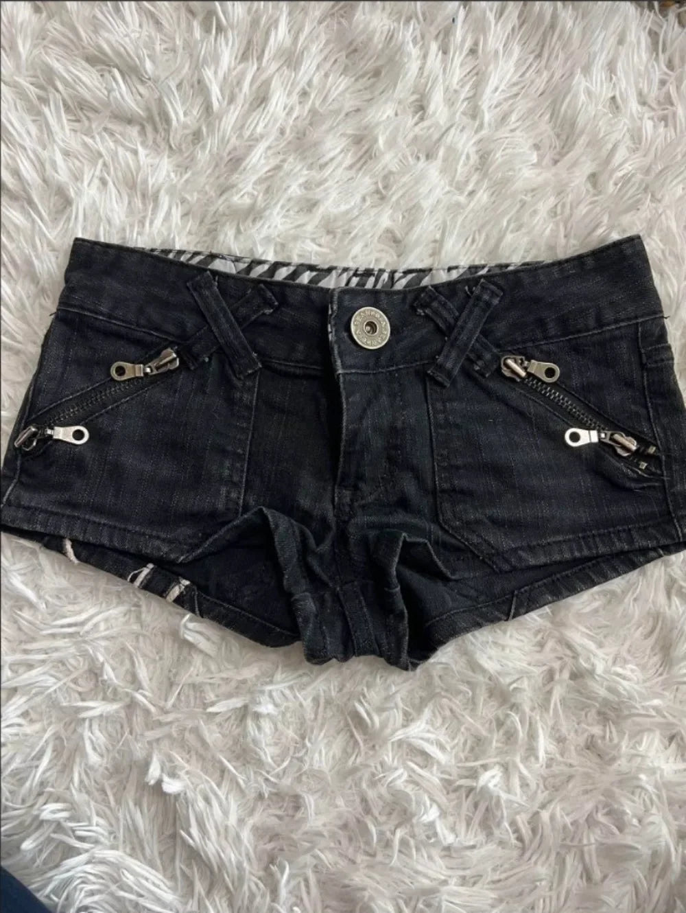 Short en Denim Y2K Underground Taille Basse Délavé