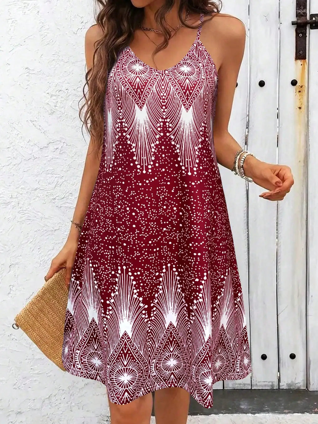 Geometric Beach Slip Dress