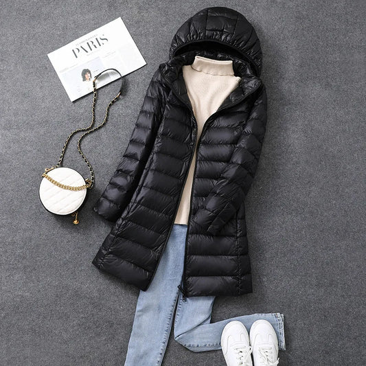 Women's Long Lightweight Down Coat
