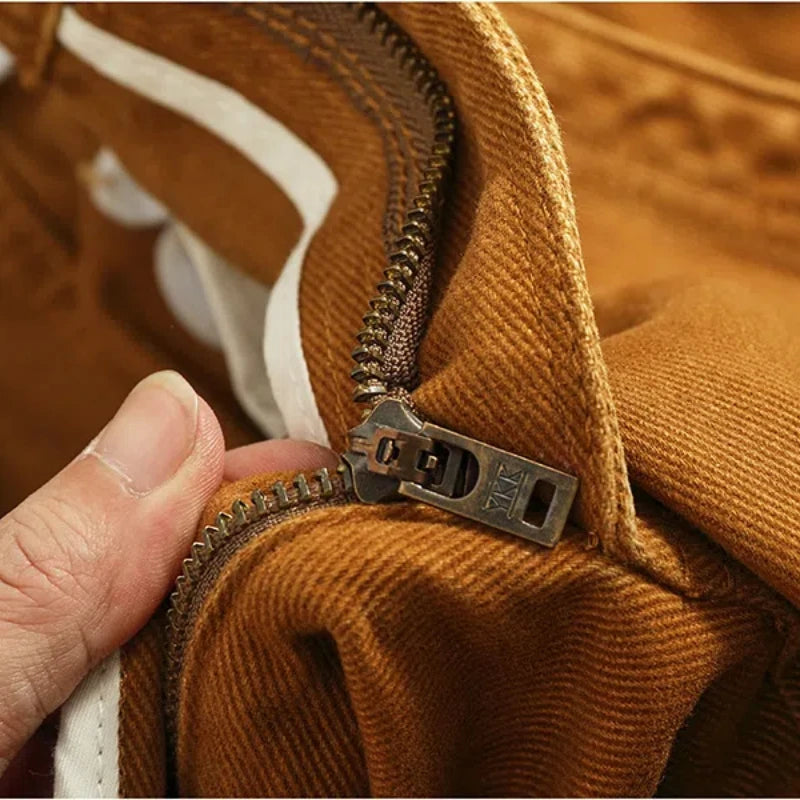 3D Sculpted Cotton Twill Jeans