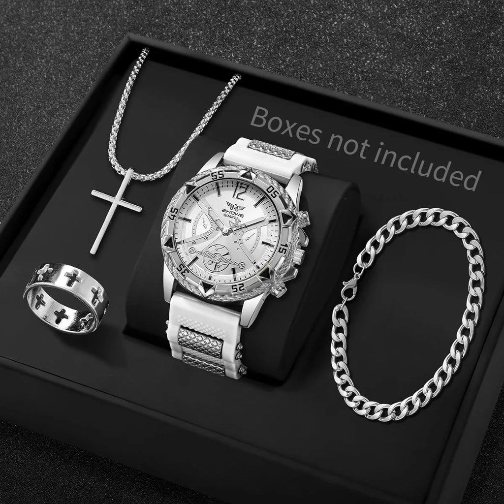 Imperial 4-Piece Arabic Dial Watch & Jewelry Set