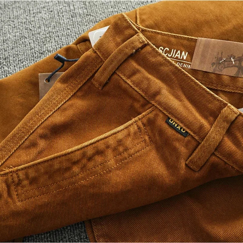 3D Sculpted Cotton Twill Jeans
