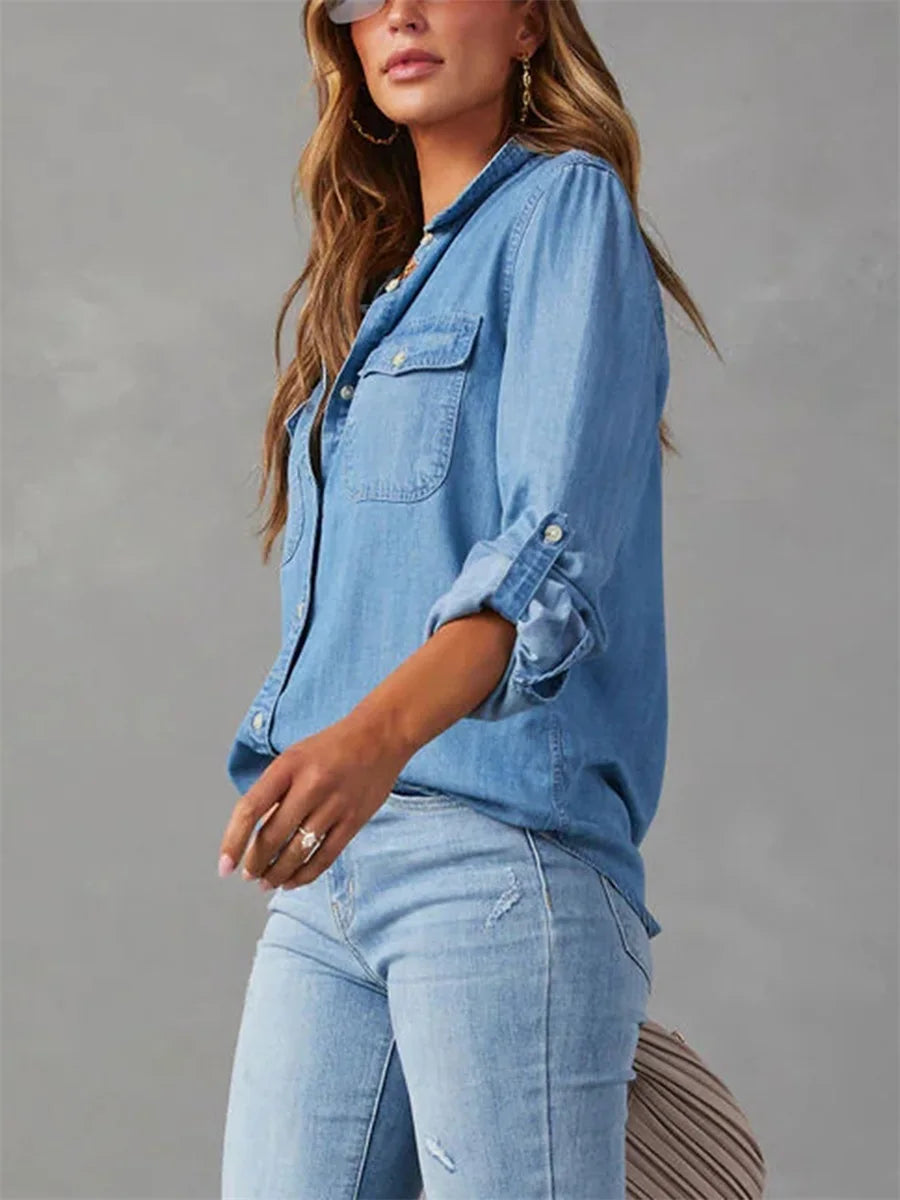 Camicia button-down slim-fit a tinta unita chic