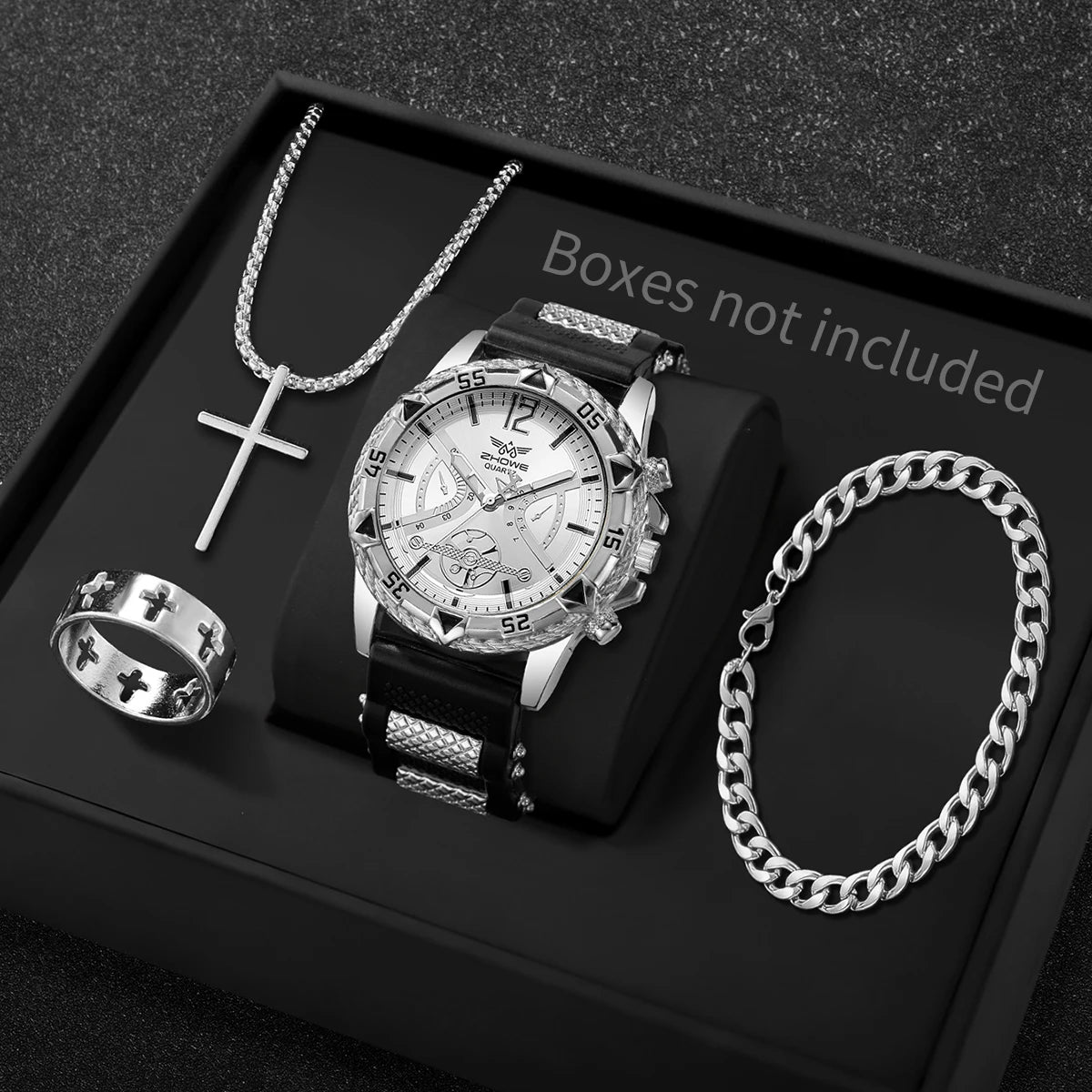 Imperial 4-Piece Arabic Dial Watch & Jewelry Set