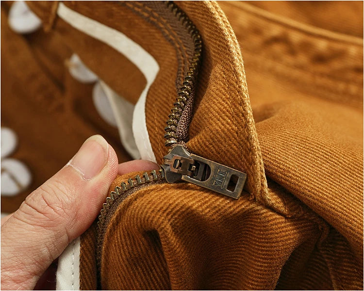 3D Sculpted Cotton Twill Jeans