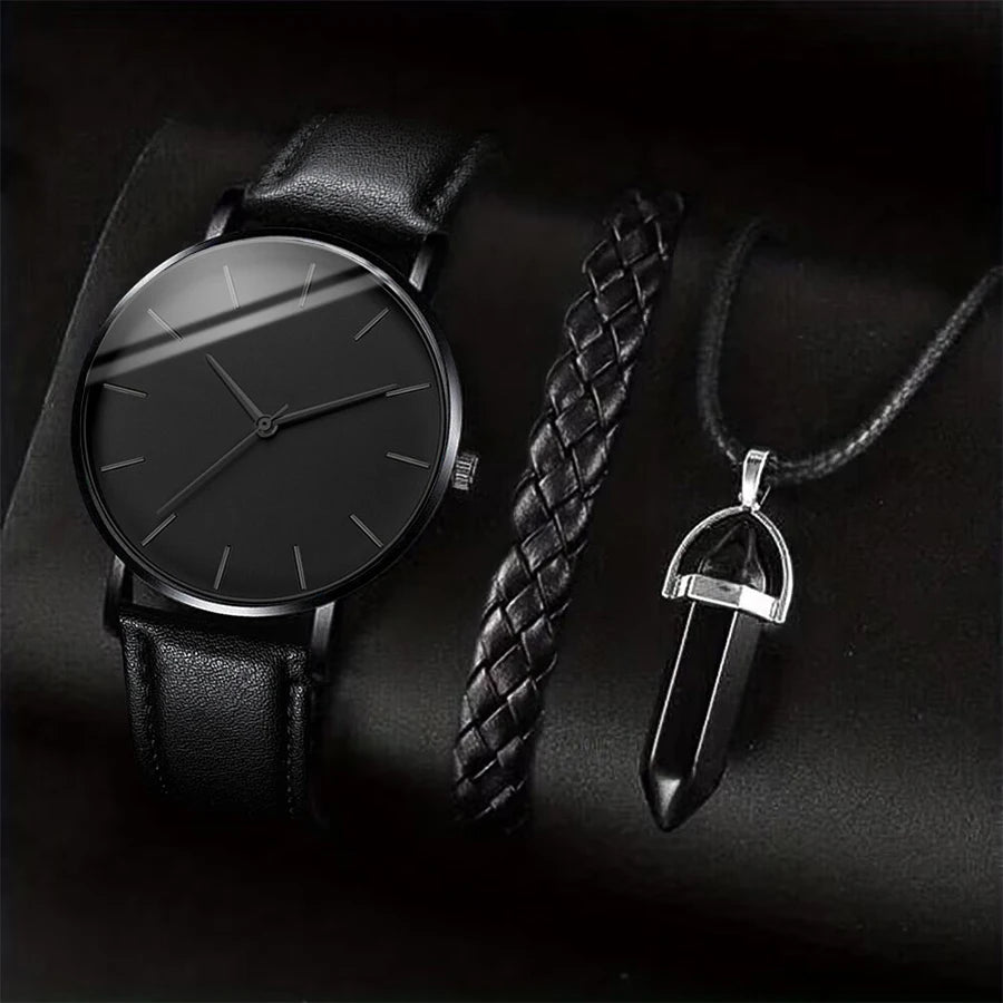 Men's Quartz Watch & Accessory Set